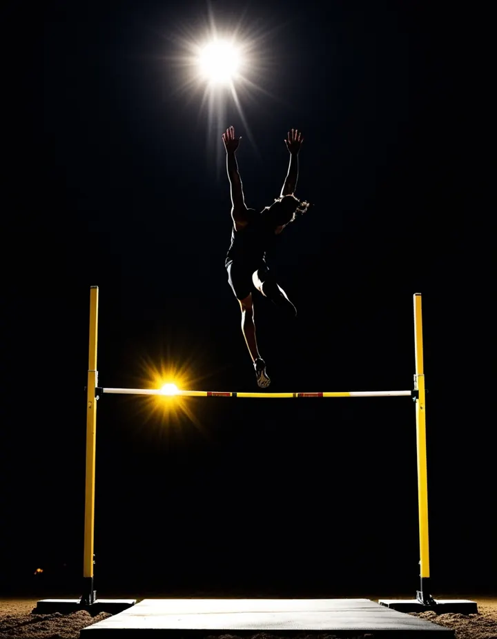 Top Crypto Betting Sites: A high jumper arches over the bar as a silhouette A high jumper arches over the bar as a silhouette