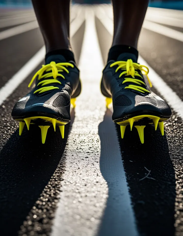 A runner's spikes on the starting line