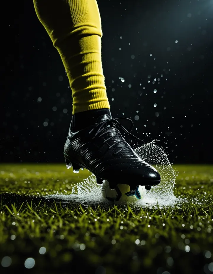 Top Crypto Betting Sites: A football boot strikes the ball, flash freezing the spray A football boot strikes the ball, flash freezing the spray