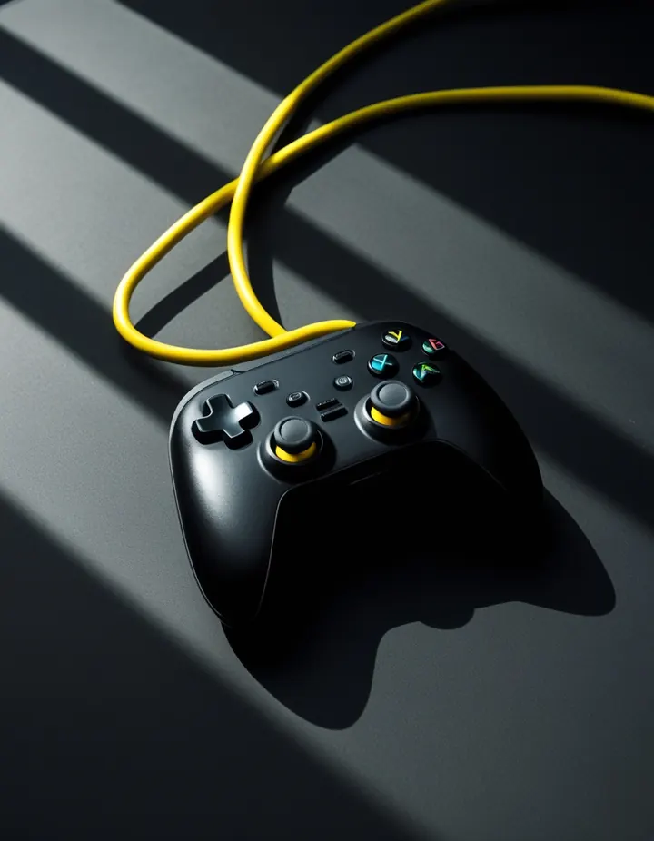 Top Crypto Betting Sites: A gaming controller on a black desk under hard flash A gaming controller on a black desk under hard flash