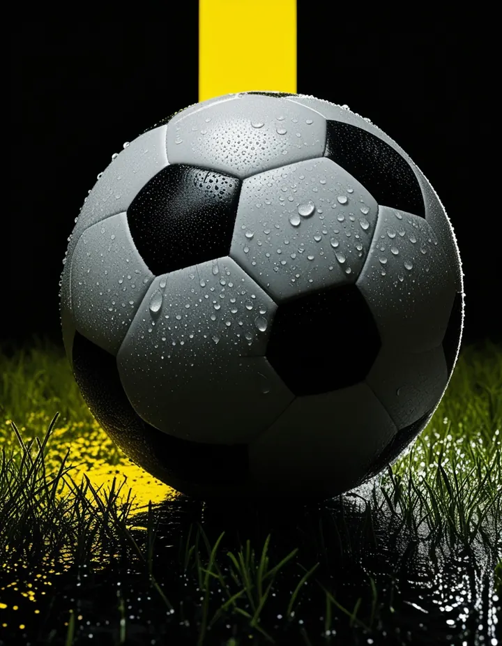 Top Crypto Betting Sites: A plain football on wet grass under hard flash A plain football on wet grass under hard flash