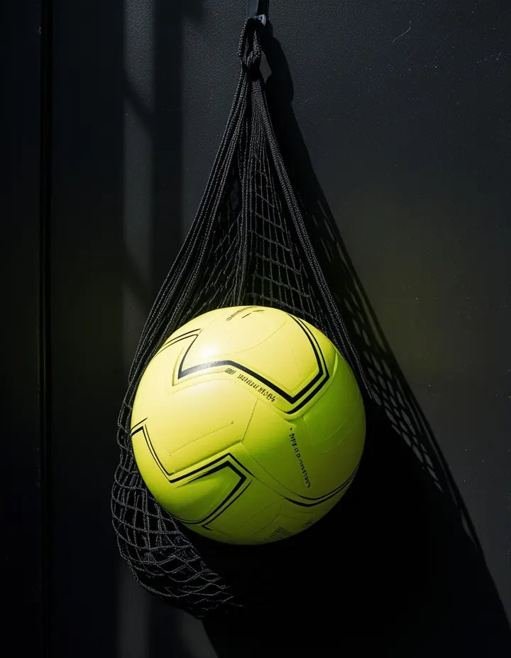 A brand-new ball still in its net bag