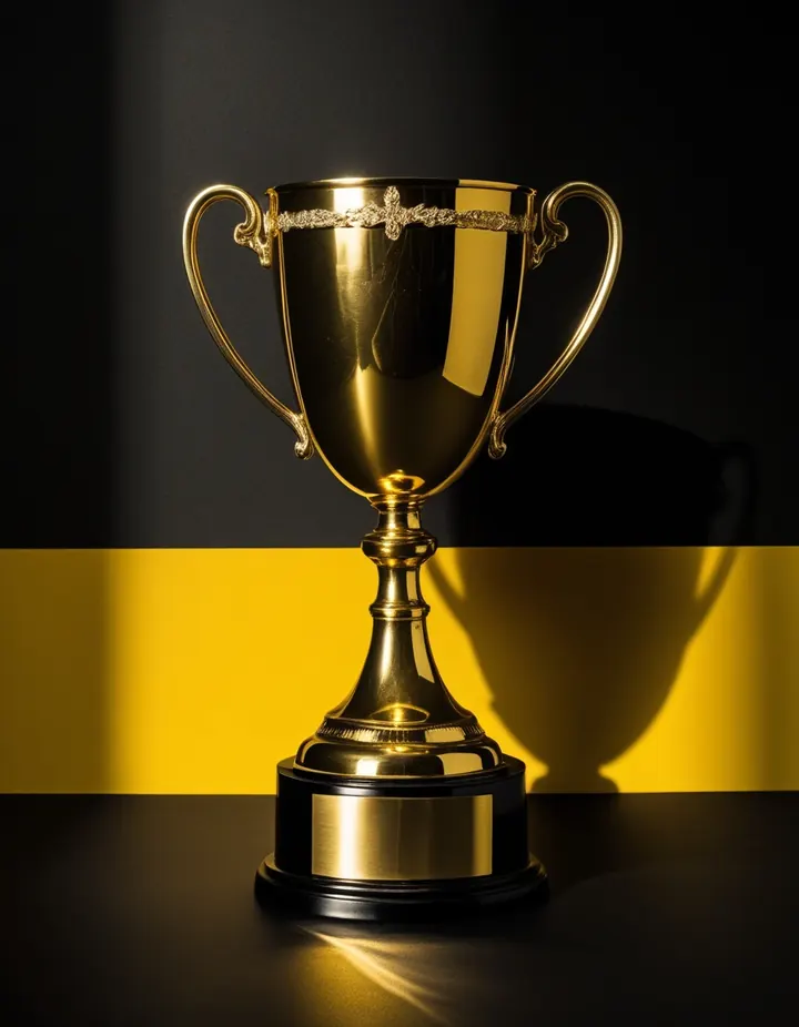 Top Crypto Betting Sites: A plain trophy under hard flash on black A plain trophy under hard flash on black