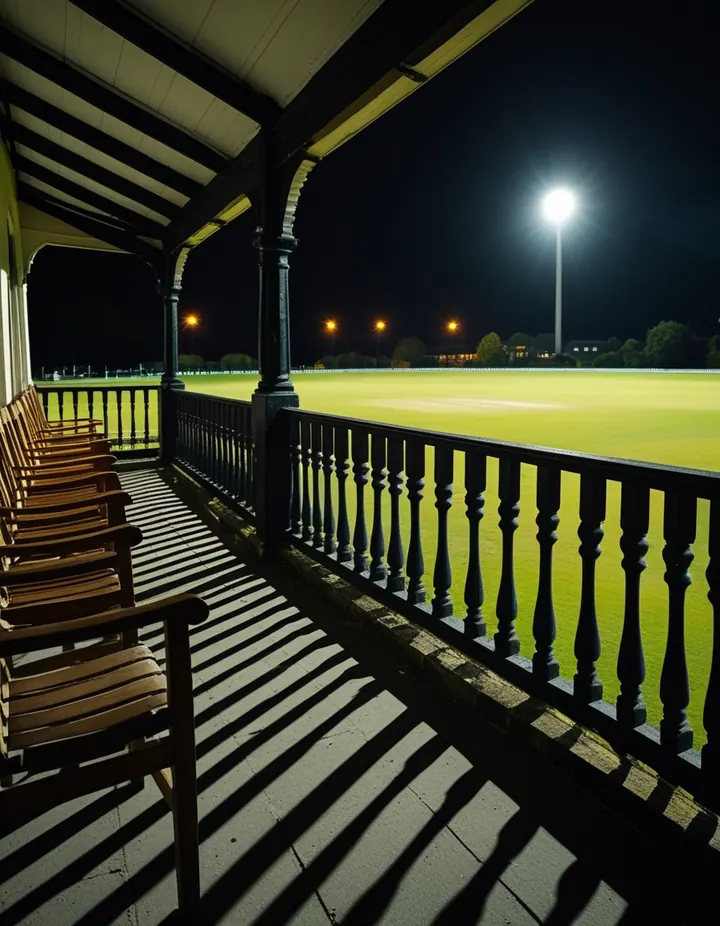 Top Crypto Betting Sites: A cricket pavilion balcony at night under hard light A cricket pavilion balcony at night under hard light